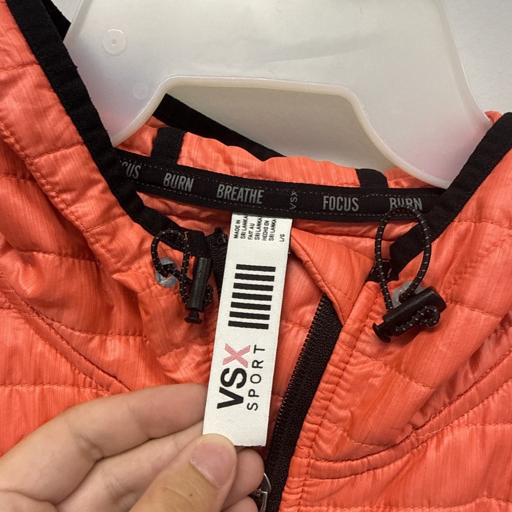 Victoria Secret VSX Jacket Pink/Coral & Black Fleece Hooded READ - Picture 4 of 4
